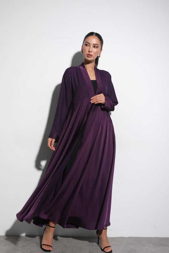 Satin Deep Violet Crochet Abaya
