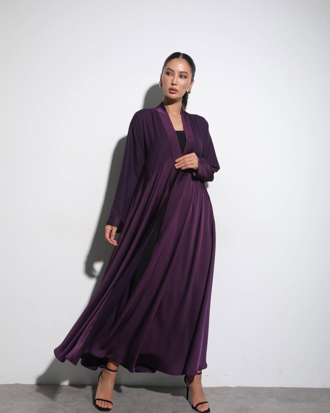 Satin Deep Violet Crochet Abaya