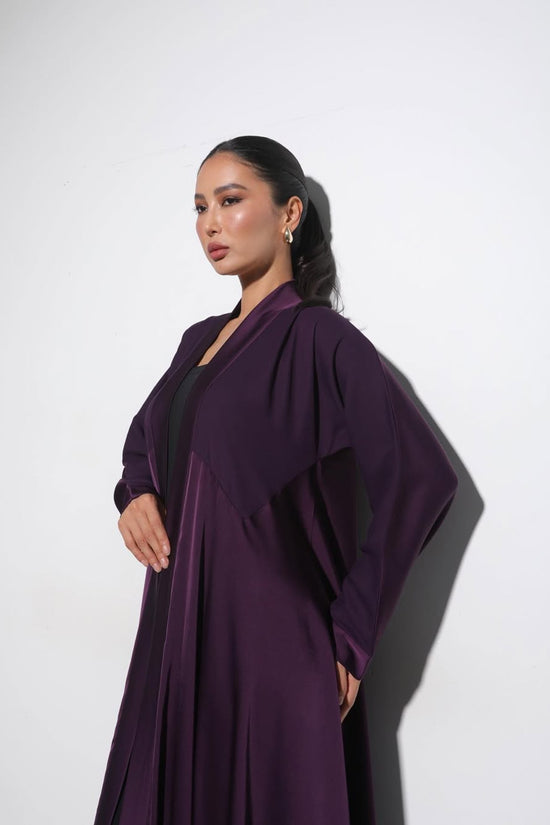 Satin Deep Violet Crochet Abaya