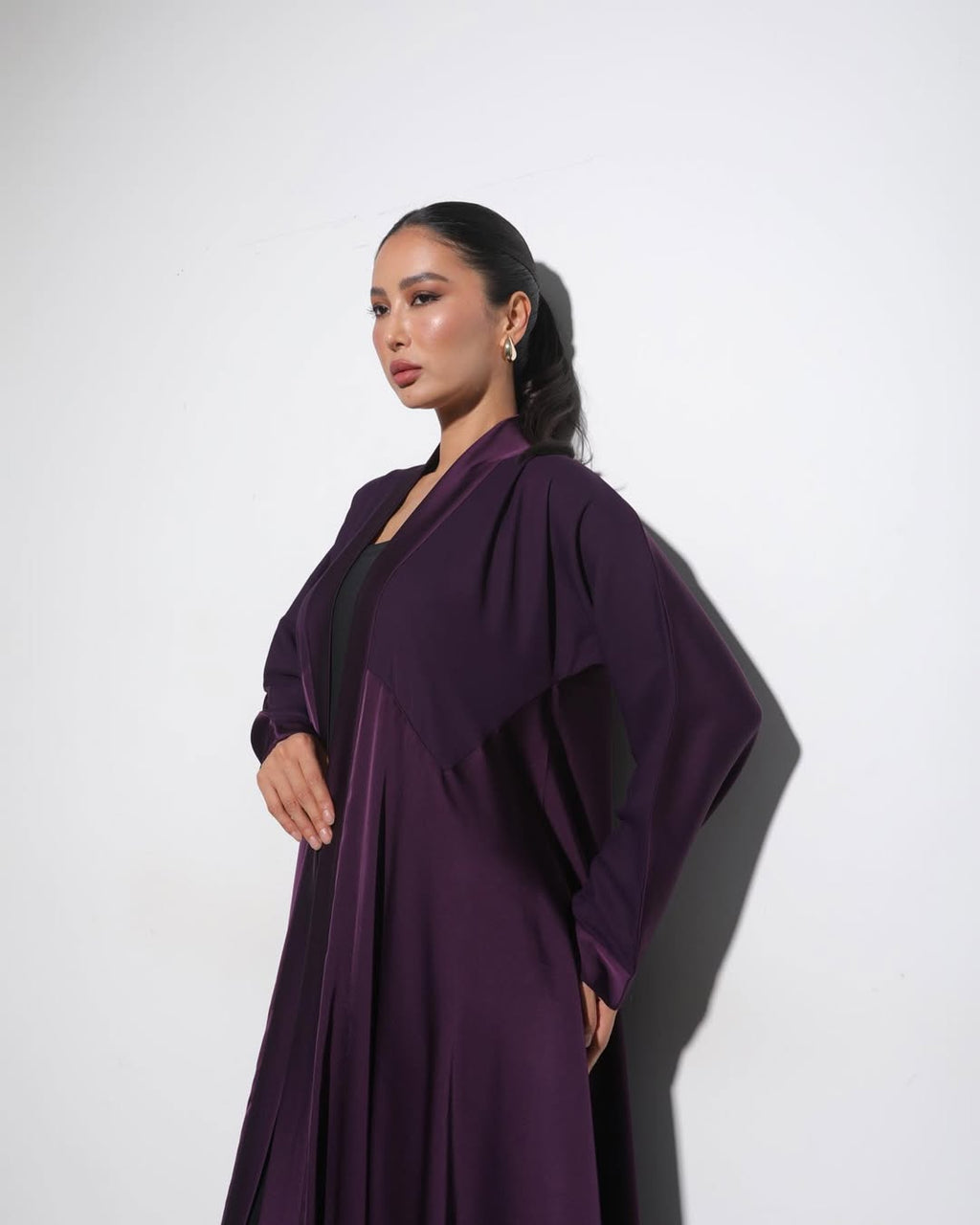 Satin Deep Violet Crochet Abaya