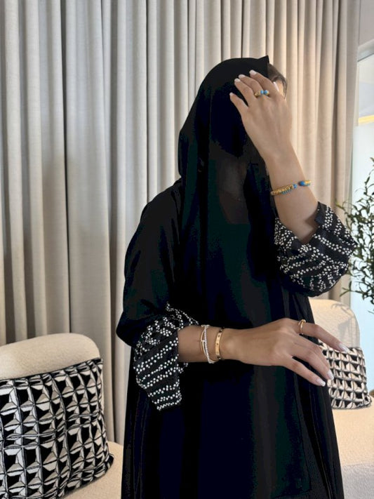Black with printed black Abaya