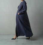Elegant Slate Blue Minimalist Abaya with Contrast Piping