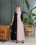 Black with Beige Blazer Abaya