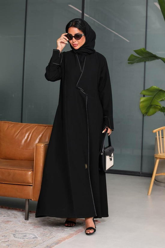 Black Abaya with Thread Details