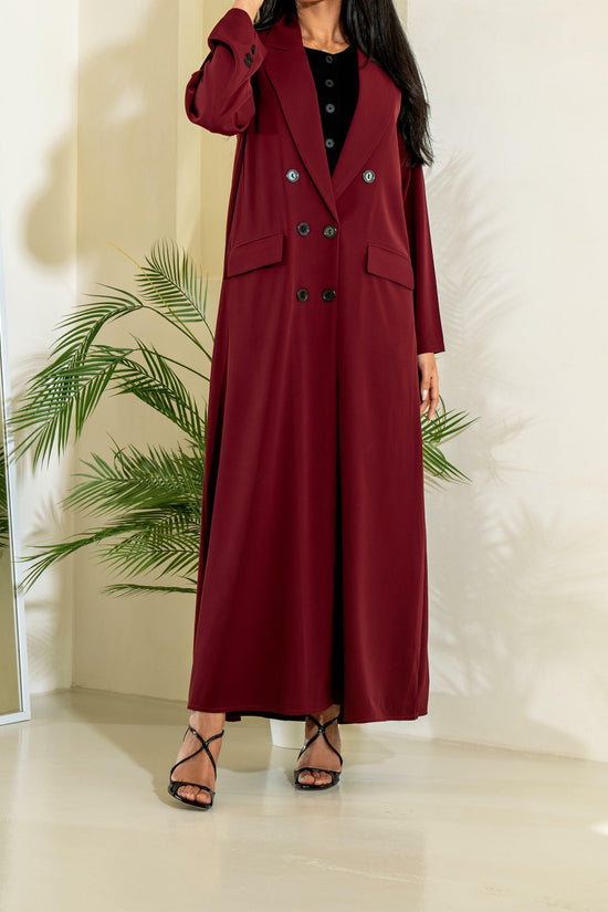 Burgundy Blazer abaya with Shaila