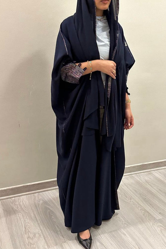 Indonesian crepe with zari linen Abaya