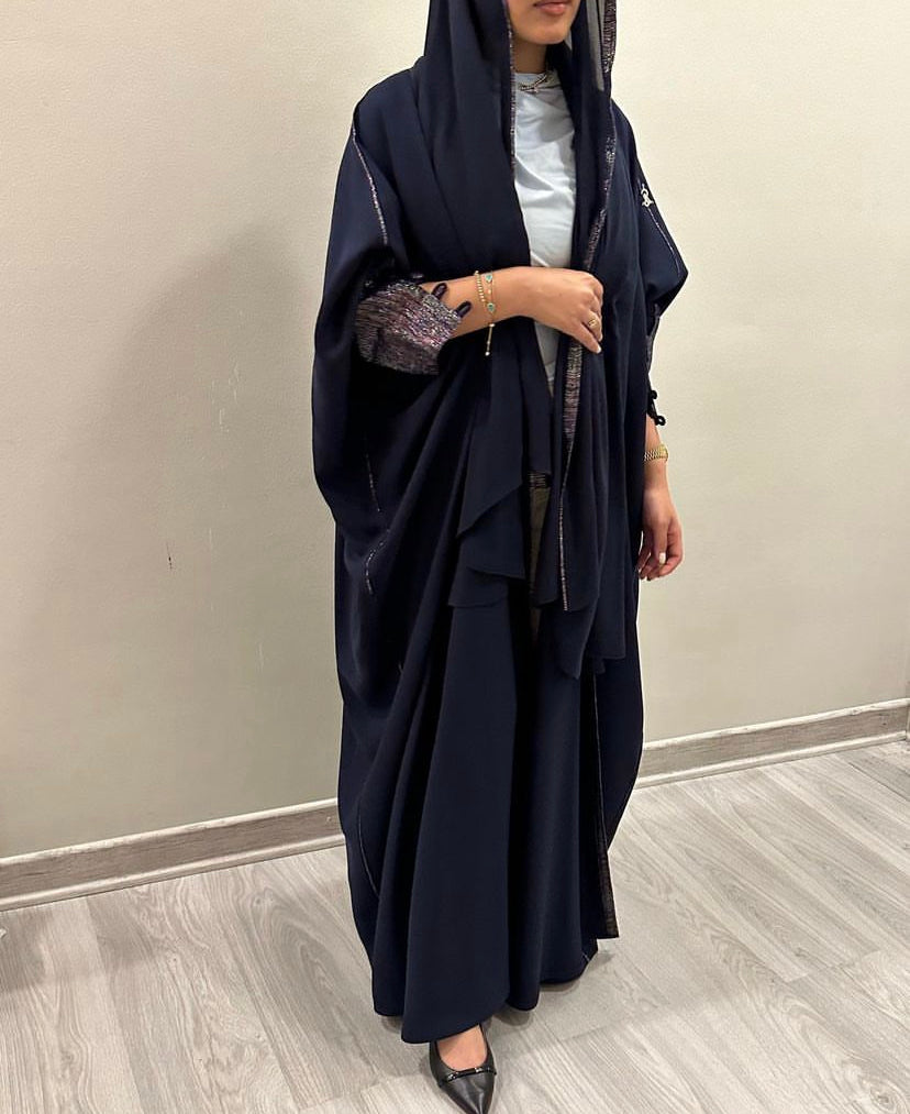 Indonesian crepe with zari linen Abaya