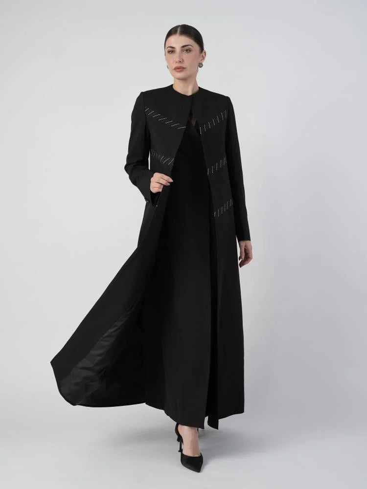 Elegant Black Blazer Abaya with Shaila