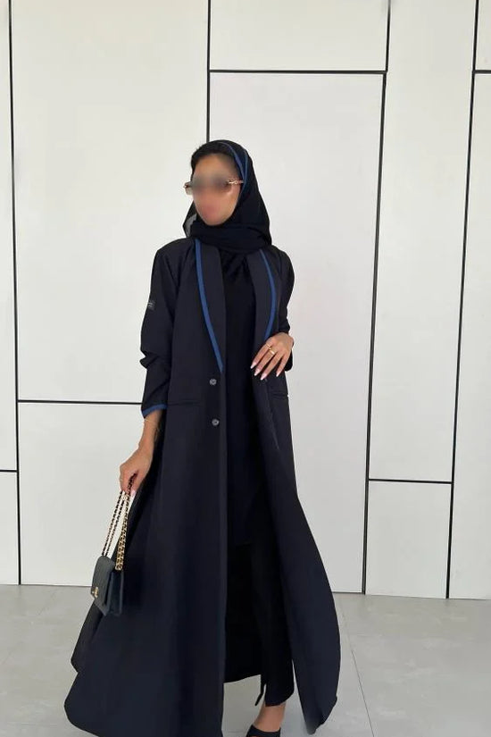 Black with Blue Blazer Abaya