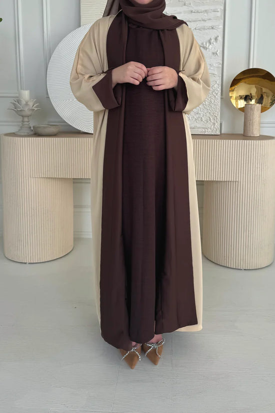 Nada Reversible Abaya - Brown and Beige