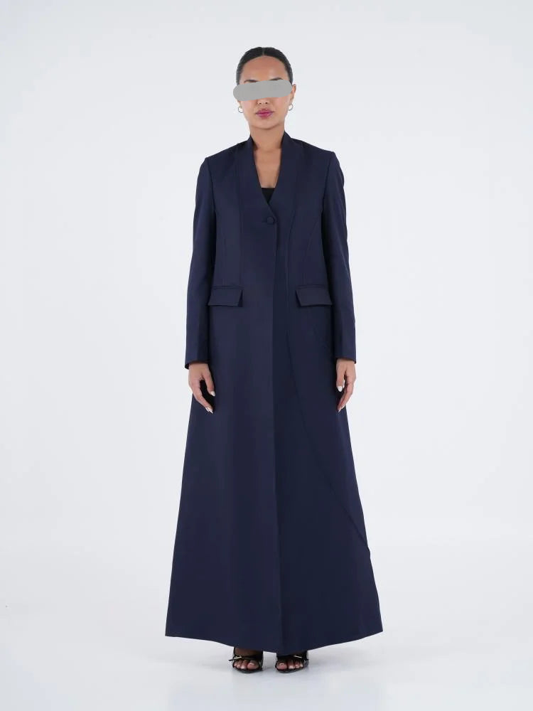 Premium Navy Blue Blazer Abaya with Matching Shaila
