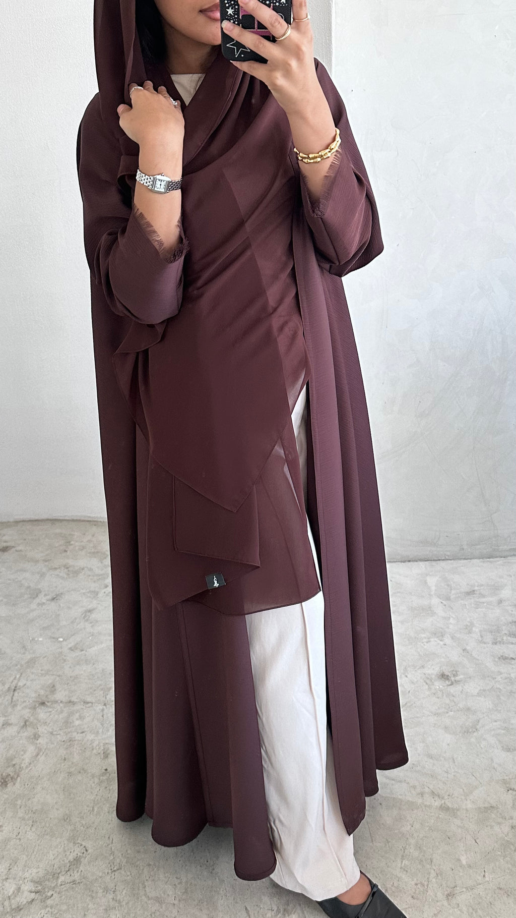 Cloche Cut Abaya - Brown