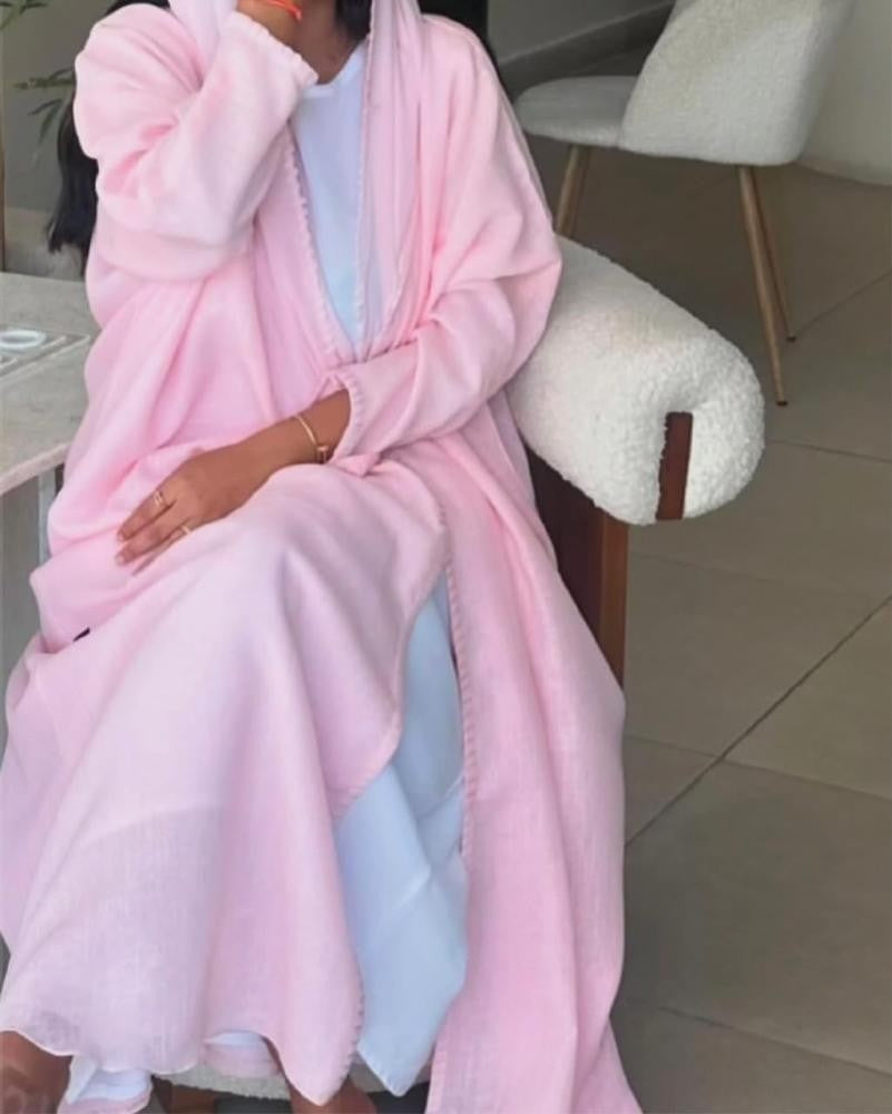 Pink Soft Linen daily wear Abaya