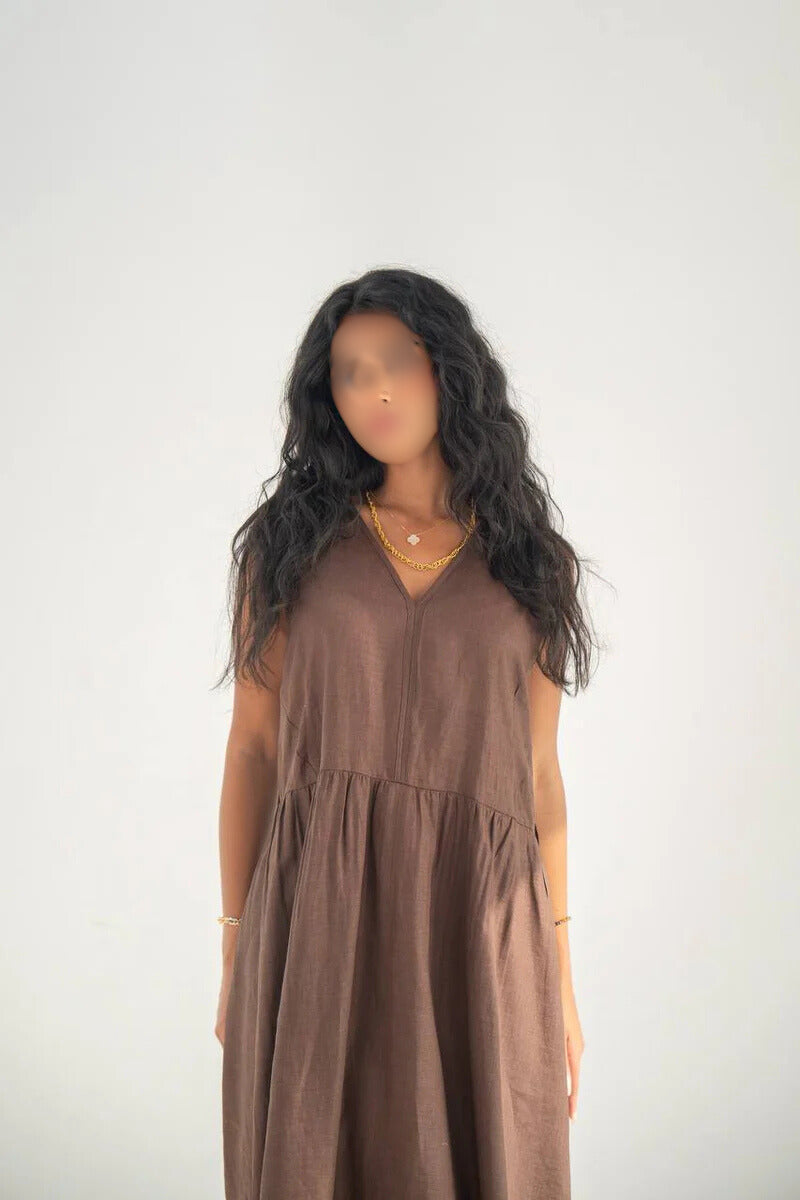 Brown Linen Dress