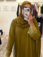 Olive Lace Abaya with Shaila