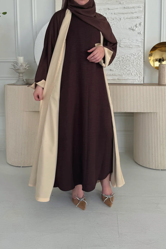 Nada Reversible Abaya - Brown and Beige