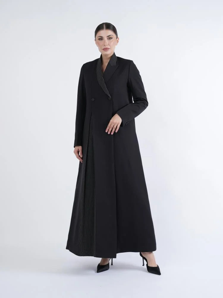 Black Blazer Abaya with Rear Opening