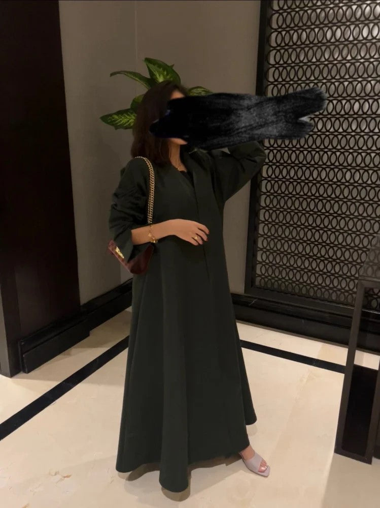 Olive Cloche cut Abaya