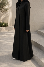 Black Structured Coat Style Abaya with Shaila