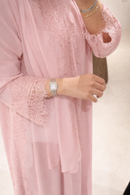 Abaya with Lace details Pink