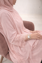 Abaya with Lace details Pink