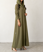 Olive Green Abaya with Matching Shaila