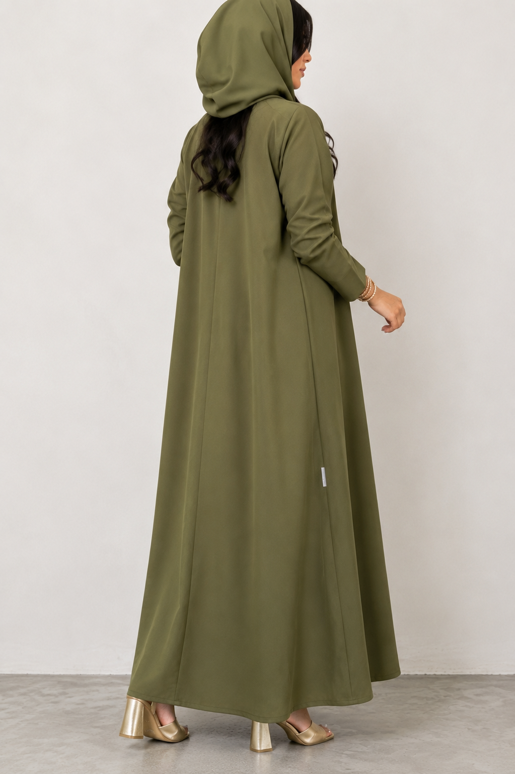 Olive Green Abaya with Matching Shaila
