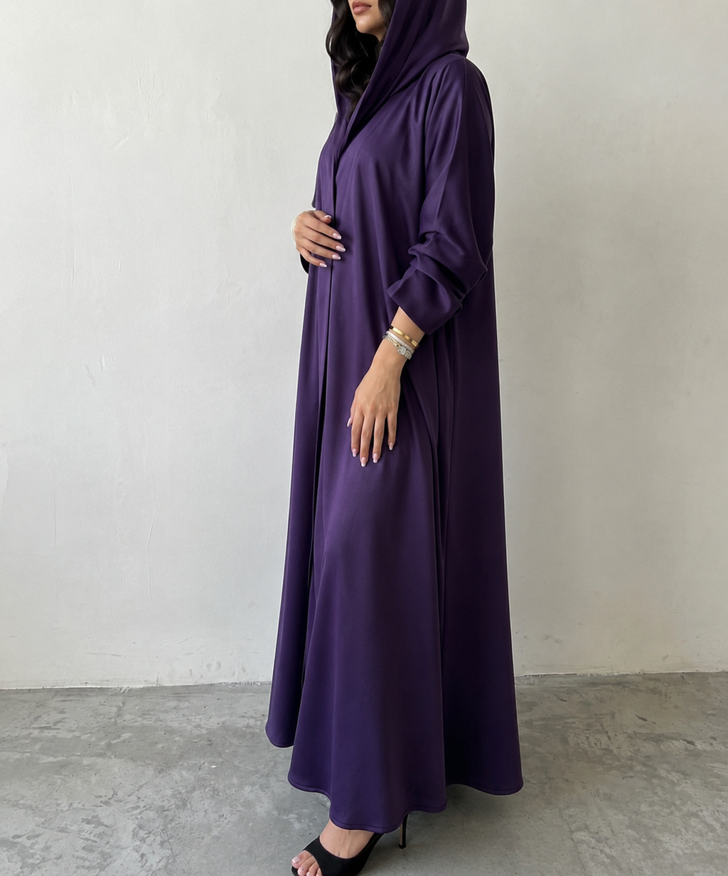 Elegant Plum Abaya with Matching Shaila