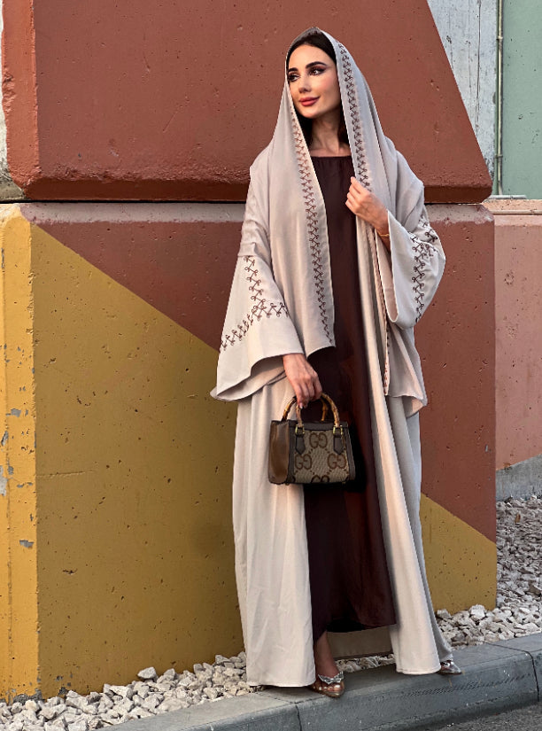 Brown Abaya Set with Inner and Shyla