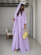 Soft Linen Summer Abaya Set with Matching Inner & Shaila, Lilac