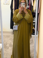 Olive Lace Abaya with Shaila