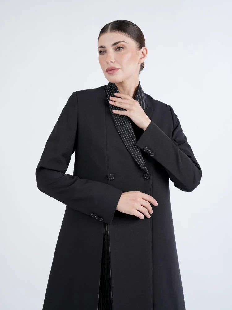 Black Blazer Abaya with Rear Opening