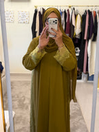 Olive Lace Abaya with Shaila