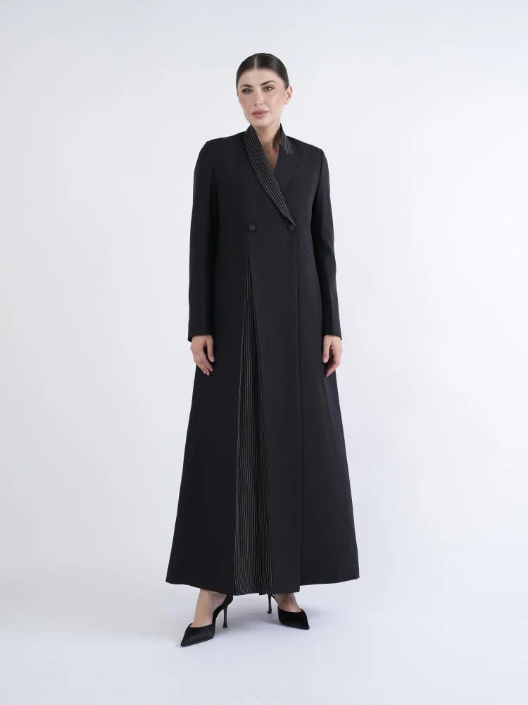Black Blazer Abaya with Rear Opening