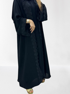 Classic Lace Abaya with Shaila, black, L0126