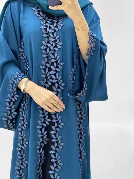 Classic Lace Abaya with Shaila, Blue, L0114