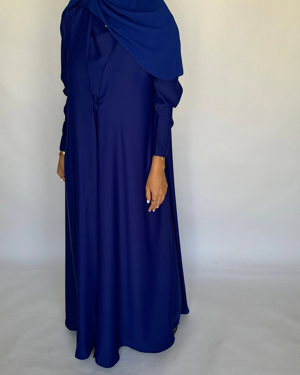 Royal Blue Soft Crepe Abaya, With Matching Under Abaya Dress & Shaila