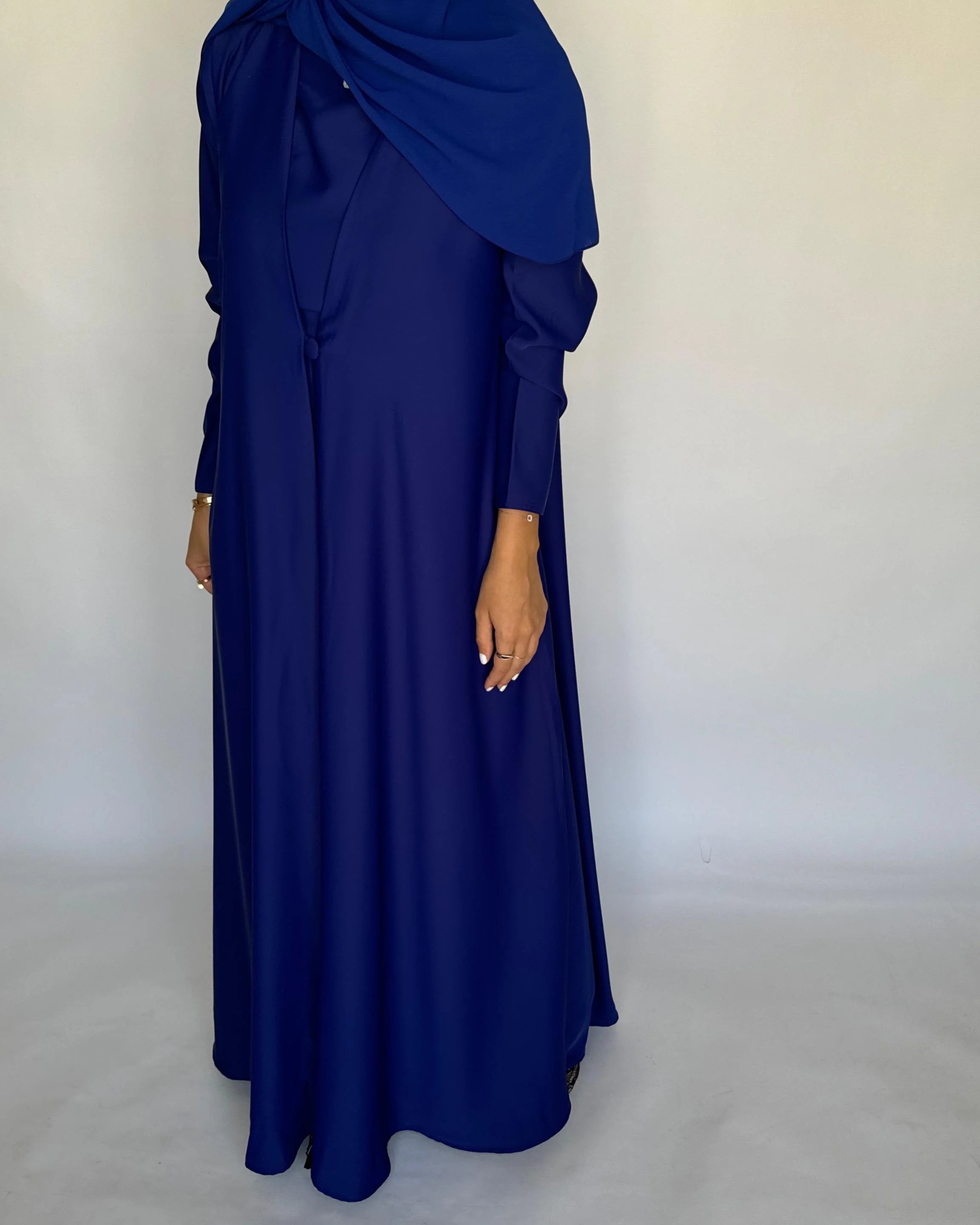 Royal Blue Soft Crepe Abaya, With Matching Under Abaya Dress & Shaila