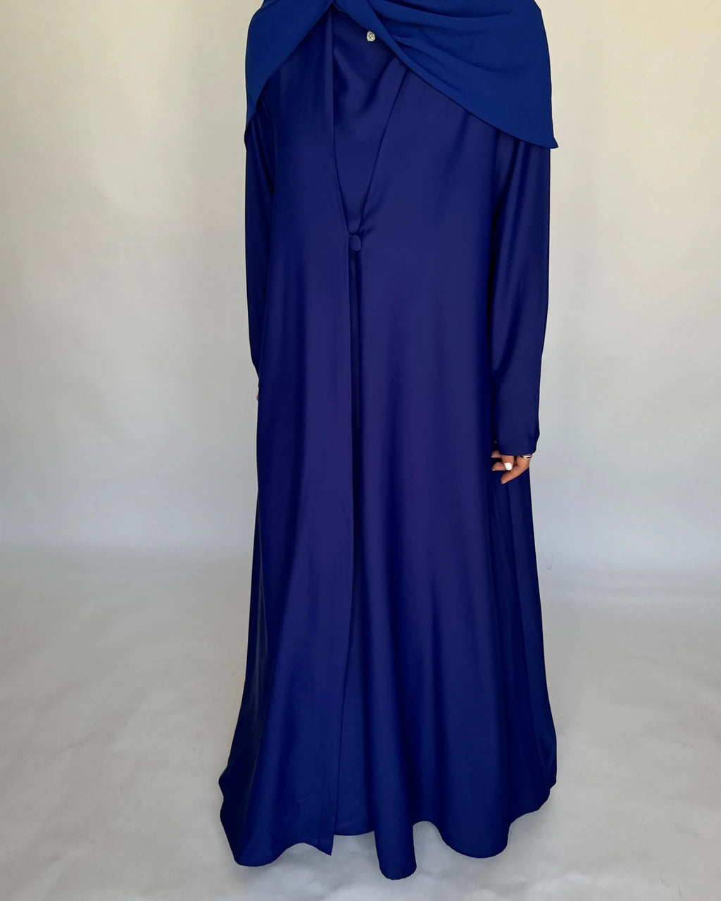 Royal Blue Soft Crepe Abaya, With Matching Under Abaya Dress & Shaila