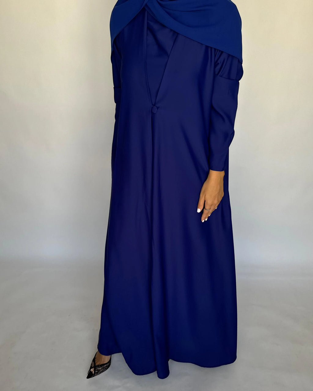 Royal Blue Soft Crepe Abaya, With Matching Under Abaya Dress & Shaila