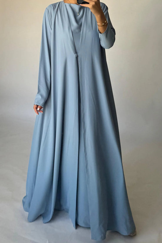 Baby Blue Soft Crepe Abaya, With Matching Under Abaya Dress & Shaila
