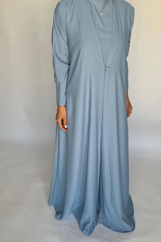 Baby Blue Soft Crepe Abaya, With Matching Under Abaya Dress & Shaila