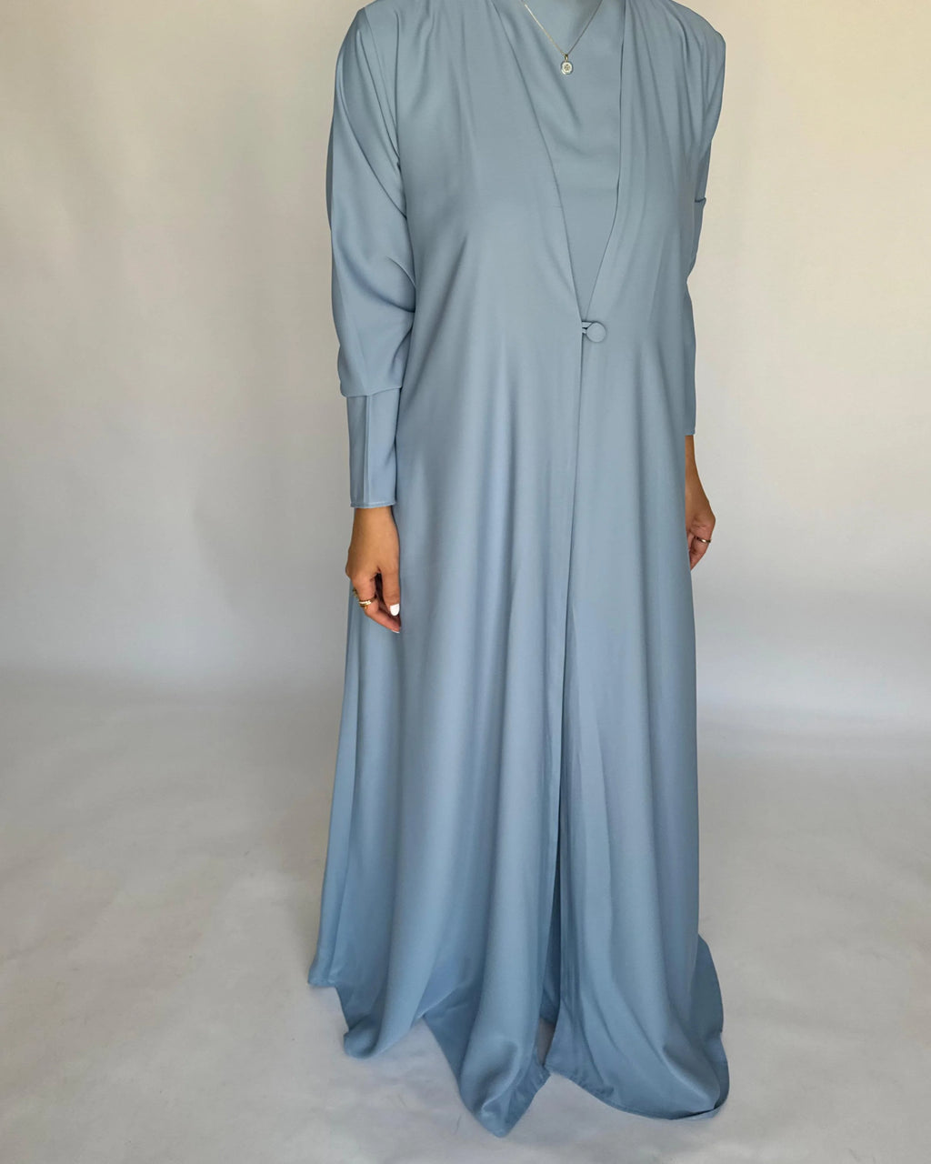 Baby Blue Soft Crepe Abaya, With Matching Under Abaya Dress & Shaila