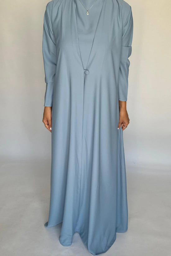 Baby Blue Soft Crepe Abaya, With Matching Under Abaya Dress & Shaila