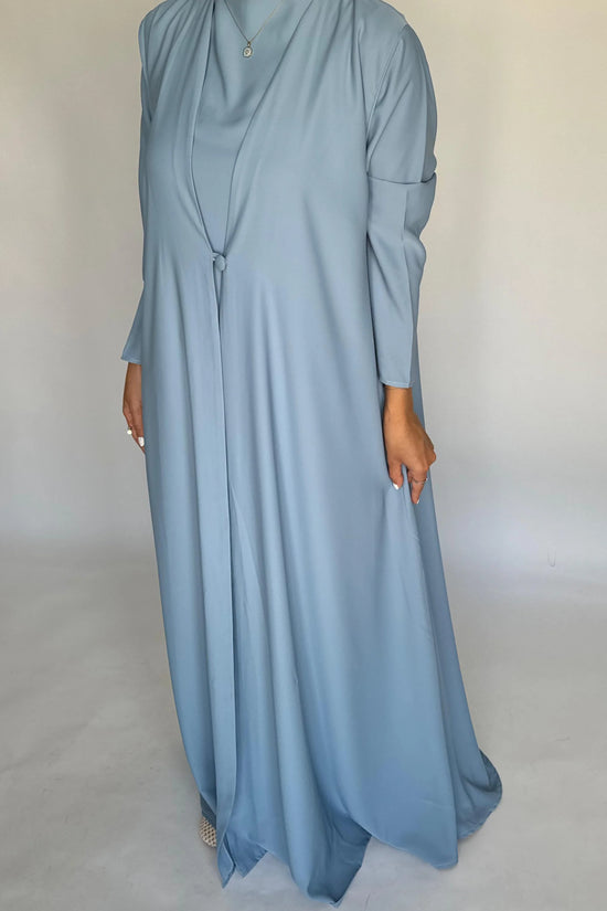 Baby Blue Soft Crepe Abaya, With Matching Under Abaya Dress & Shaila