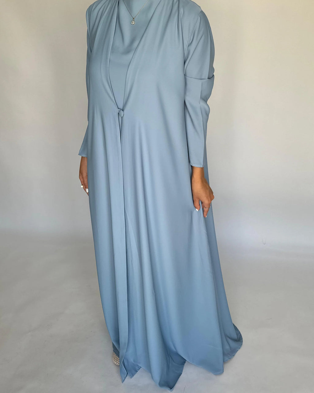 Baby Blue Soft Crepe Abaya, With Matching Under Abaya Dress & Shaila