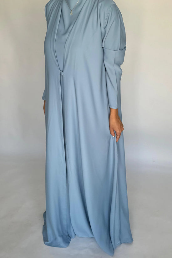 Baby Blue Soft Crepe Abaya, With Matching Under Abaya Dress & Shaila