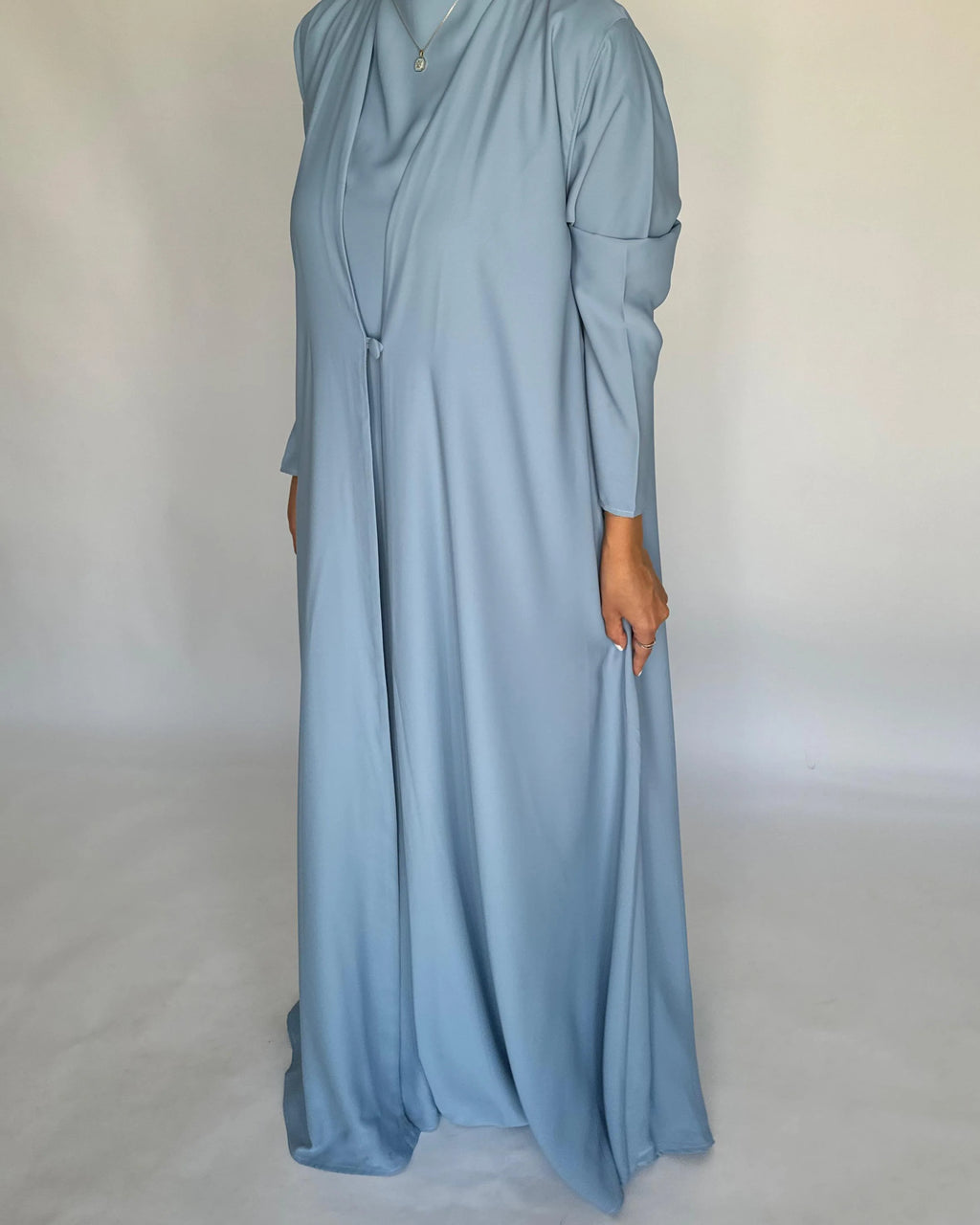 Baby Blue Soft Crepe Abaya, With Matching Under Abaya Dress & Shaila