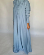 Baby Blue Soft Crepe Abaya, With Matching Under Abaya Dress & Shaila