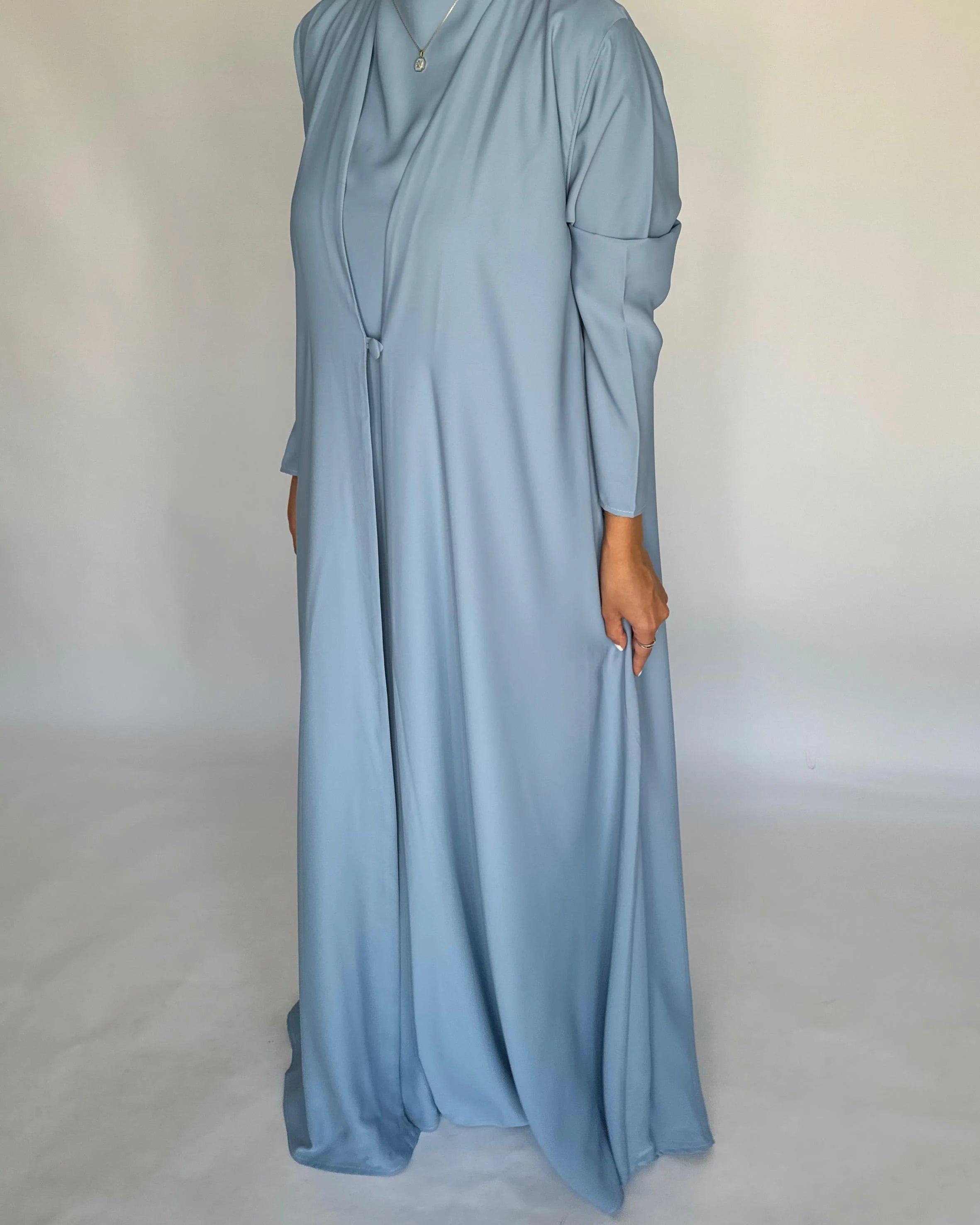Baby Blue Soft Crepe Abaya, With Matching Under Abaya Dress & Shaila